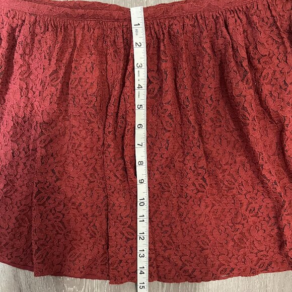 🍷 Madewell Burgundy Lace Skirt Size 8 - Picture 4 of 9